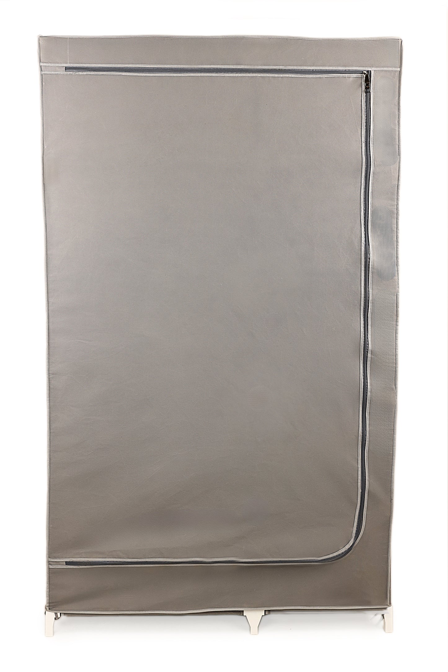Gray Foldable Non-Woven Wardrobe With Seven Shelves and a Hanging Bar