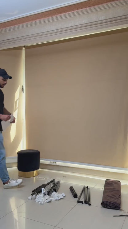 Gray Foldable Non-Woven Wardrobe With Seven Shelves and a Hanging Bar